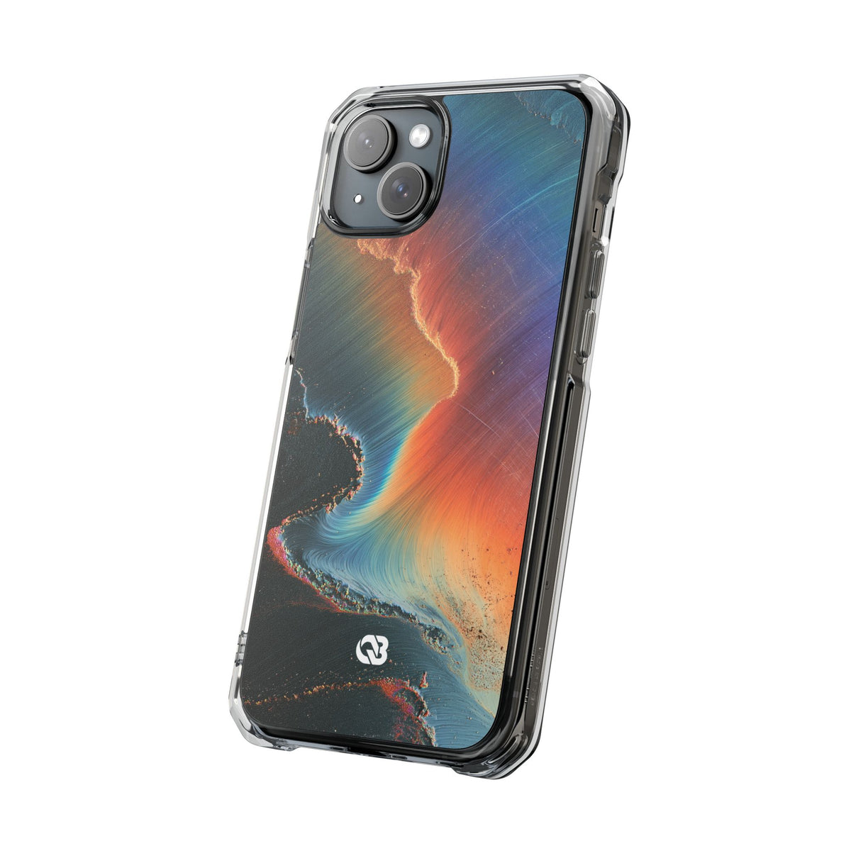 Prismatic Aura Shift · Clear Impact Magnetic Phone Case for iPhone · Blue