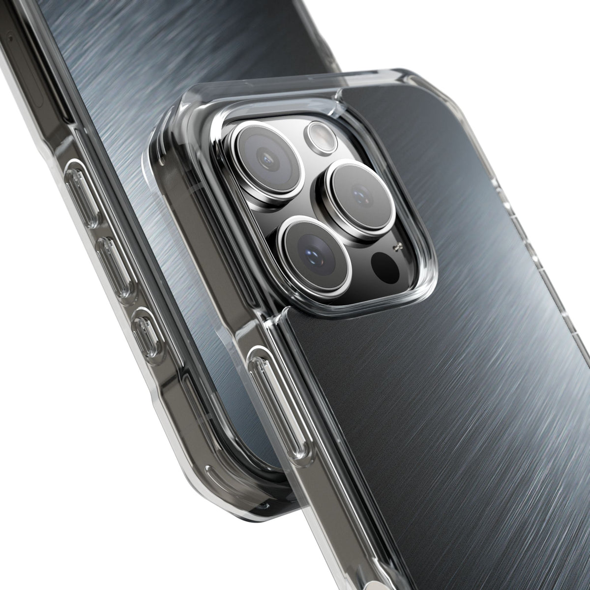 Brushed Obsidian Steel · Clear Impact Magnetic Phone Case for iPhone ·  Grey