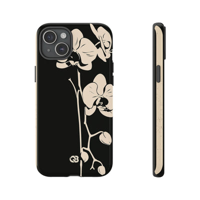 Black Tough Phone Case for iPhone - Obsidian Bone Orchid