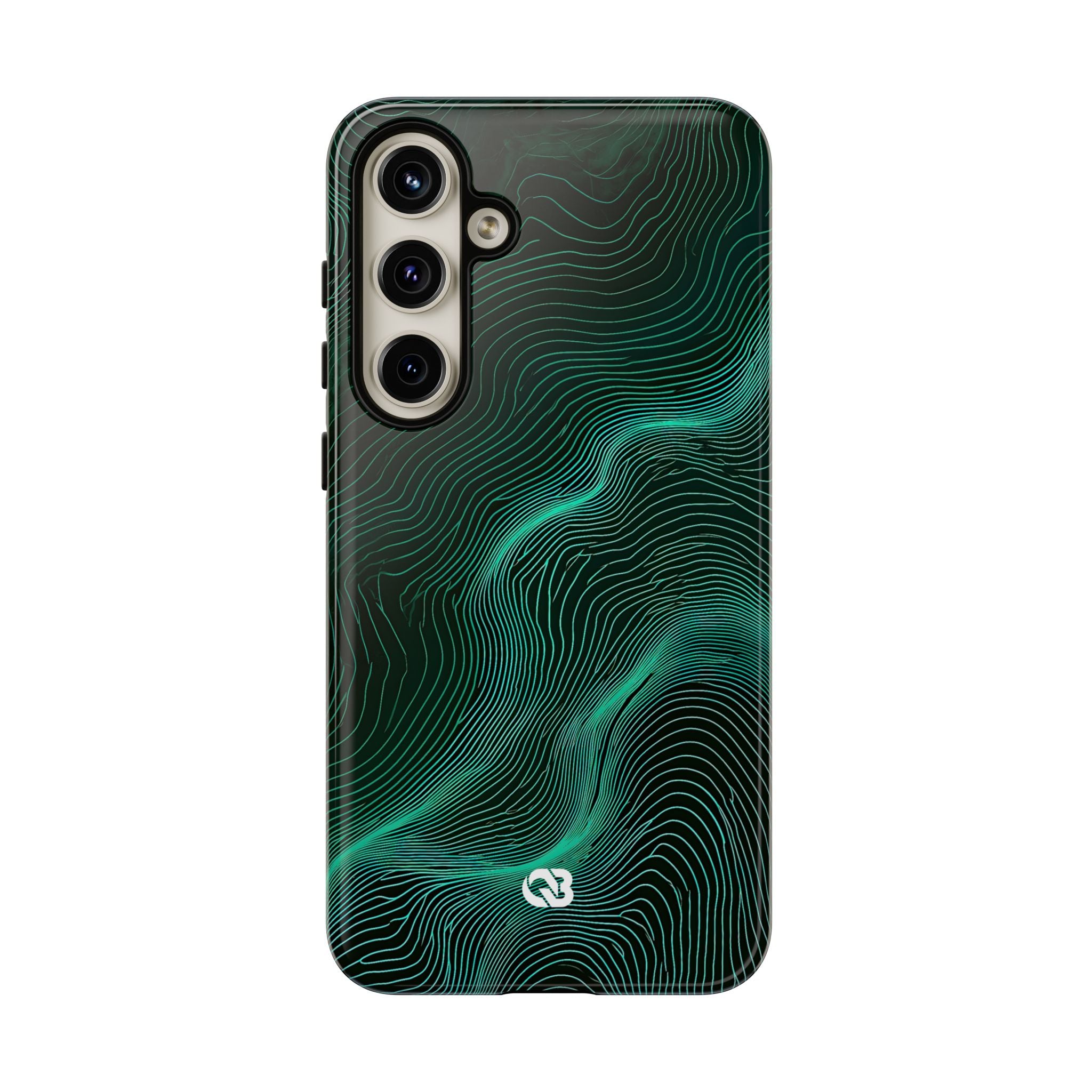 Teal Tough Phone Case for Samsung - Neon Jade Contour