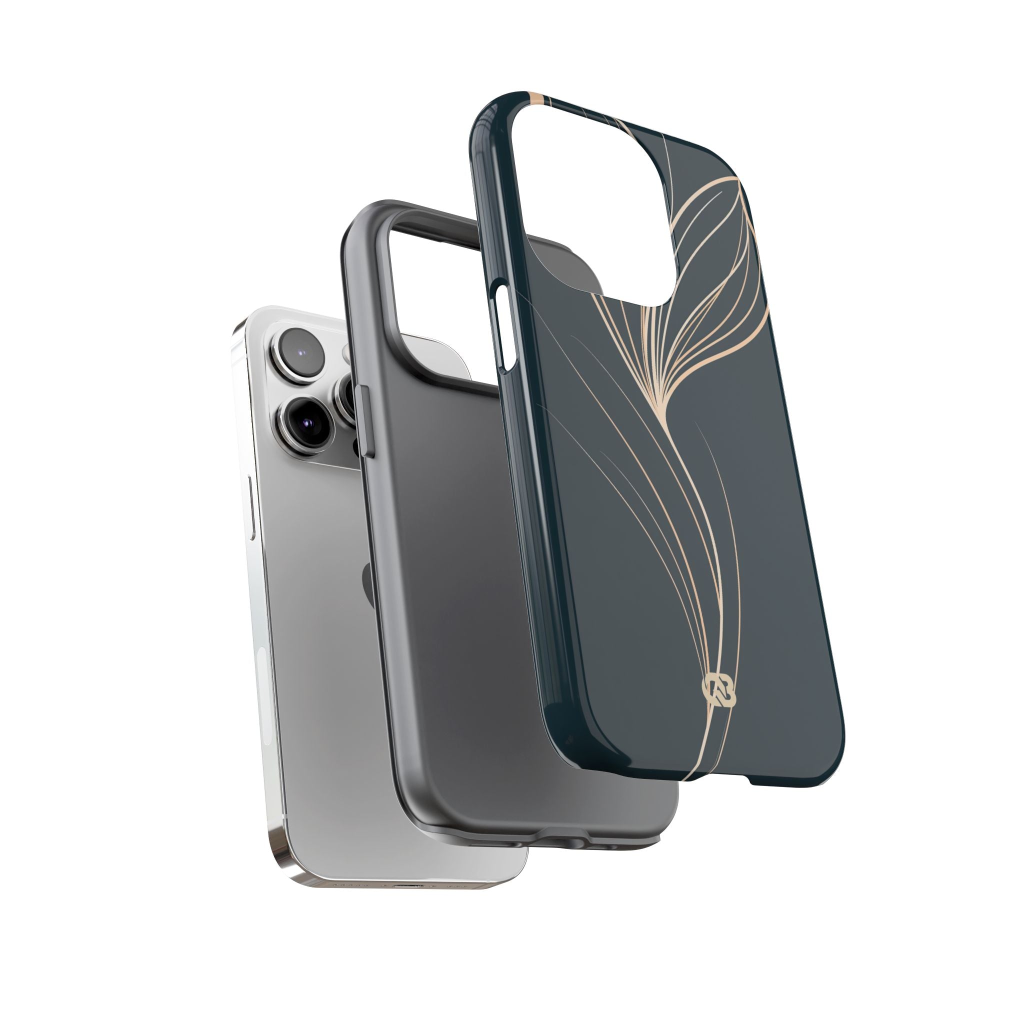 Teal Tough Phone Case for iPhone - Sandstone Silk Flora