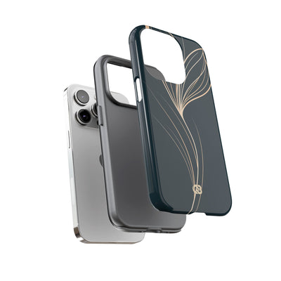 Teal Tough Phone Case for iPhone - Sandstone Silk Flora