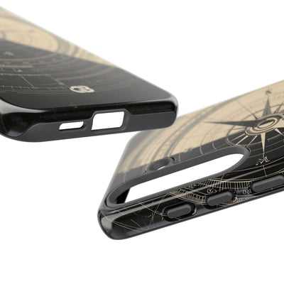 Beige Tough Phone Case for Samsung - Obsidian Nautical Blueprint