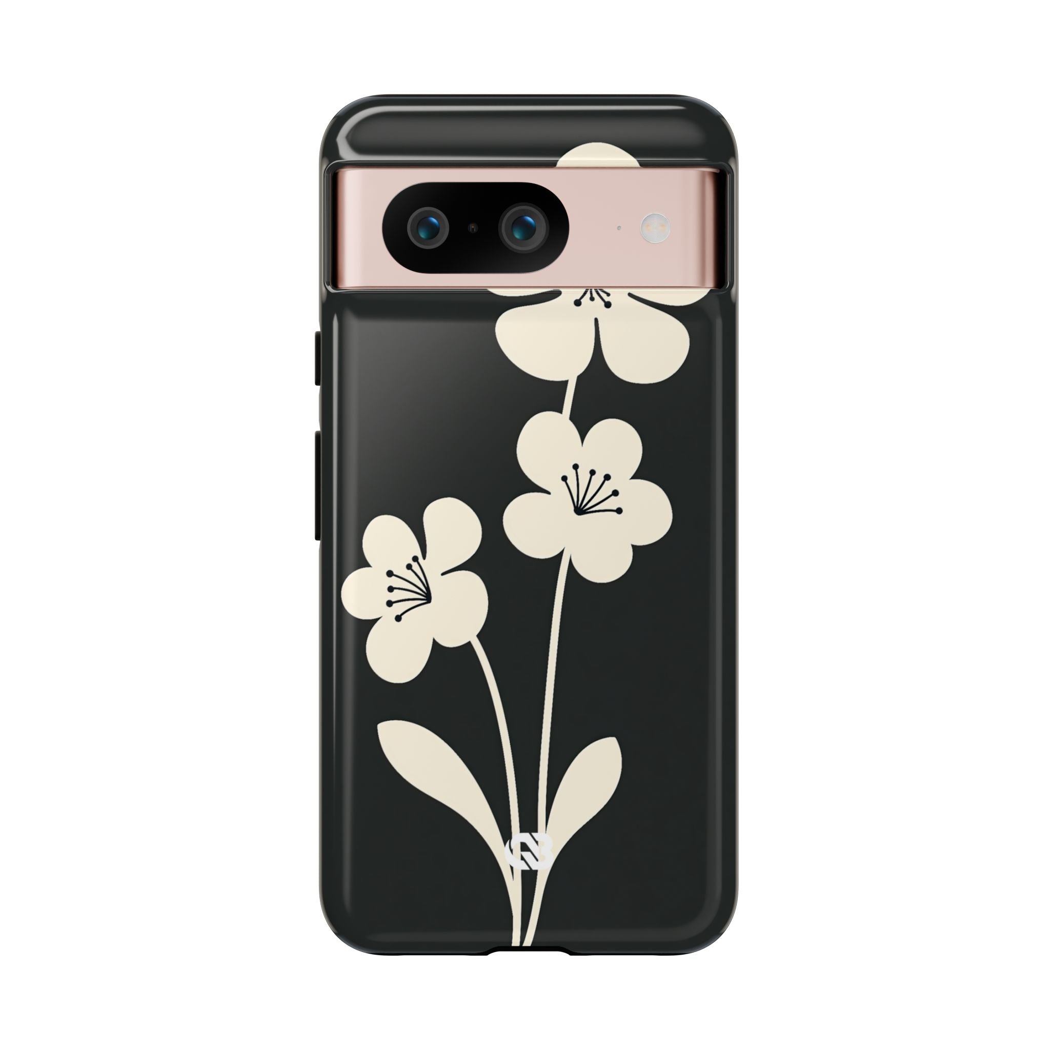 Black Tough Phone Case for Google Pixel - Obsidian Cream Bloom