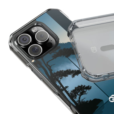 Misty Pine Horizon · Clear Impact Magnetic Phone Case for iPhone ·  Teal