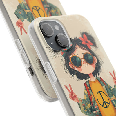 Retro Peace Girl · Soft Phone Case for iPhone
