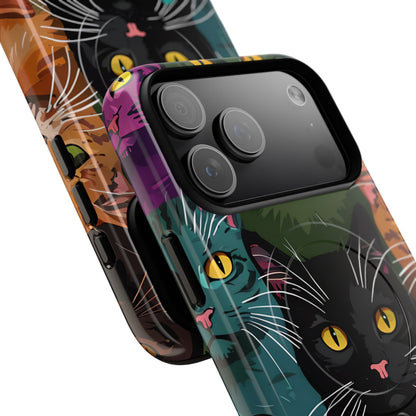 Teal Cat Grid iPhone 17 Pro Max Case - Tough+ - CASE•BOB