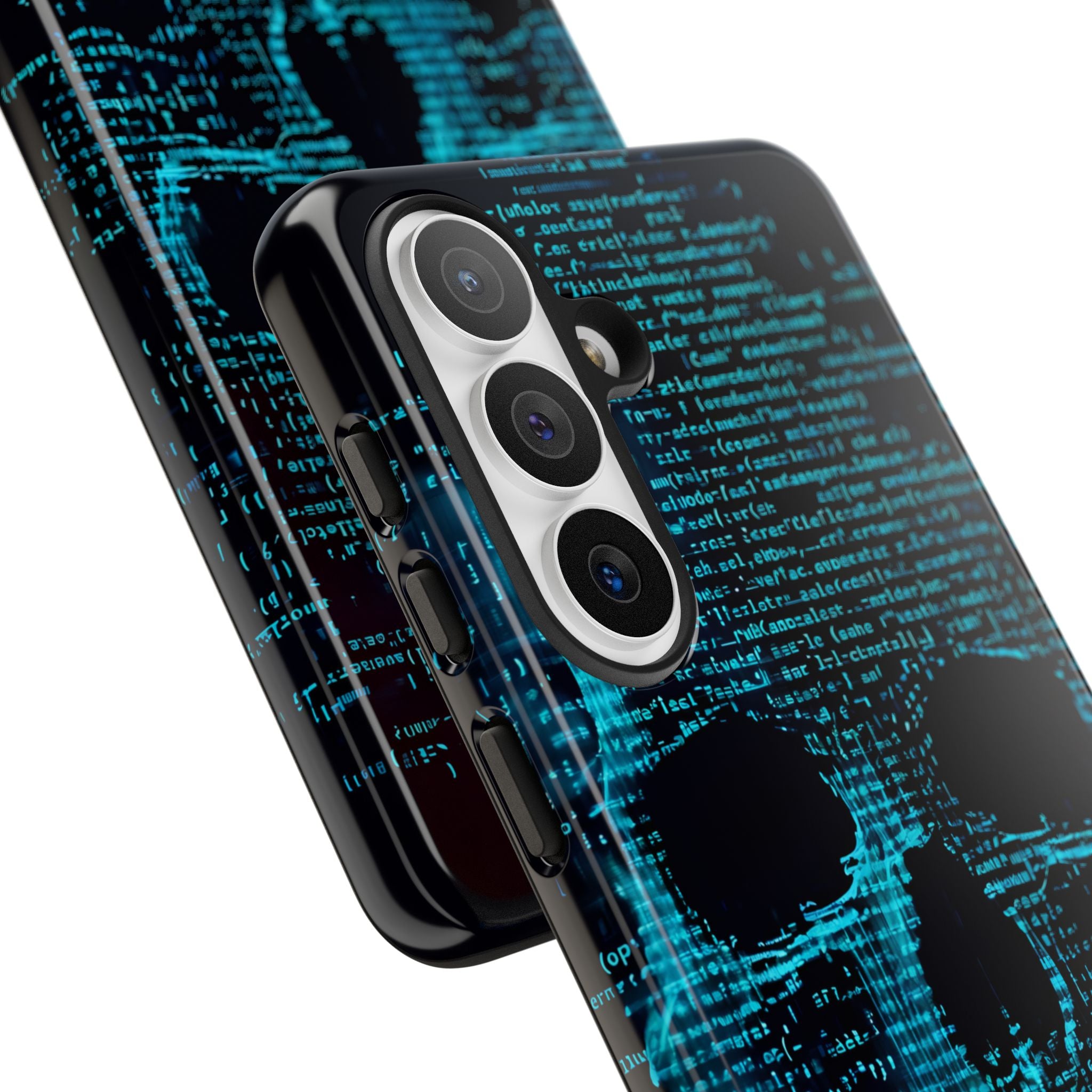 Cyan Glitch Skull · Tough Phone Case for Samsung