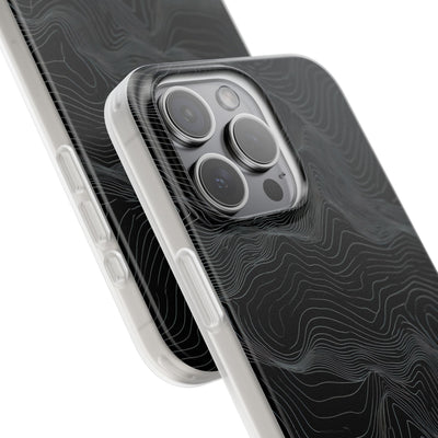 Black Lite Phone Case for iPhone - Obsidian Topo Wireframe