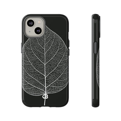 Black Tough Phone Case for iPhone - Bleached Leaf Lattice