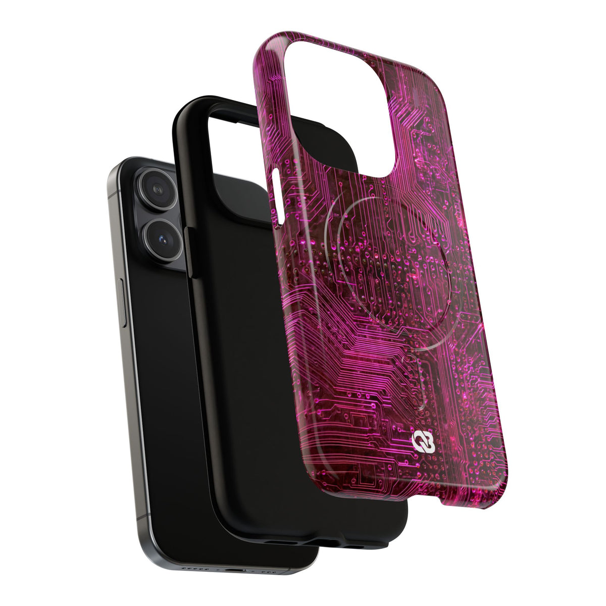 Magenta Circuit Trace · Tough 2.0 Magnetic Phone Case for iPhone · Pink