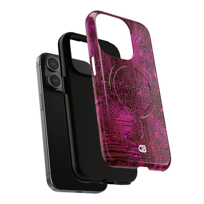 Magenta Circuit Trace · Tough 2.0 Magnetic Phone Case for iPhone · Pink