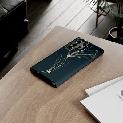 Teal Tough Phone Case for Samsung - Sandstone Silk Flora