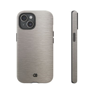 Grey Tough Phone Case for iPhone - Brushed Nickel Linen