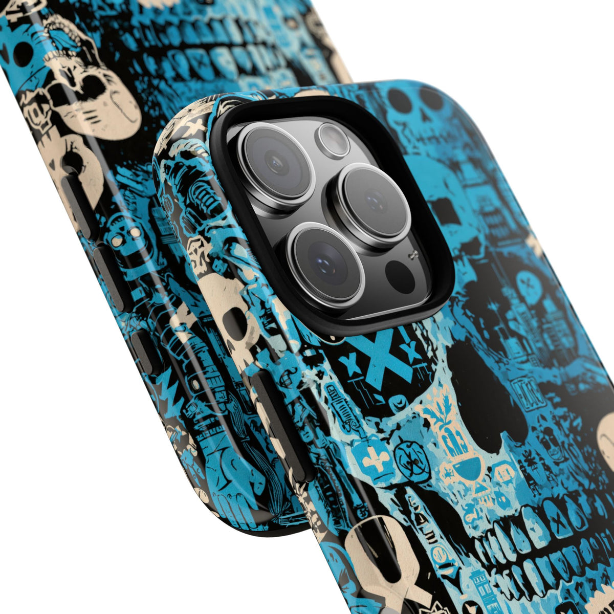 Electric Skull Graffiti · Tough Phone Case for iPhone · Blue