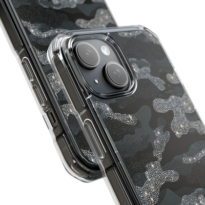 Glitter Shadow Camo · Clear Impact Magnetic Phone Case for iPhone · Black