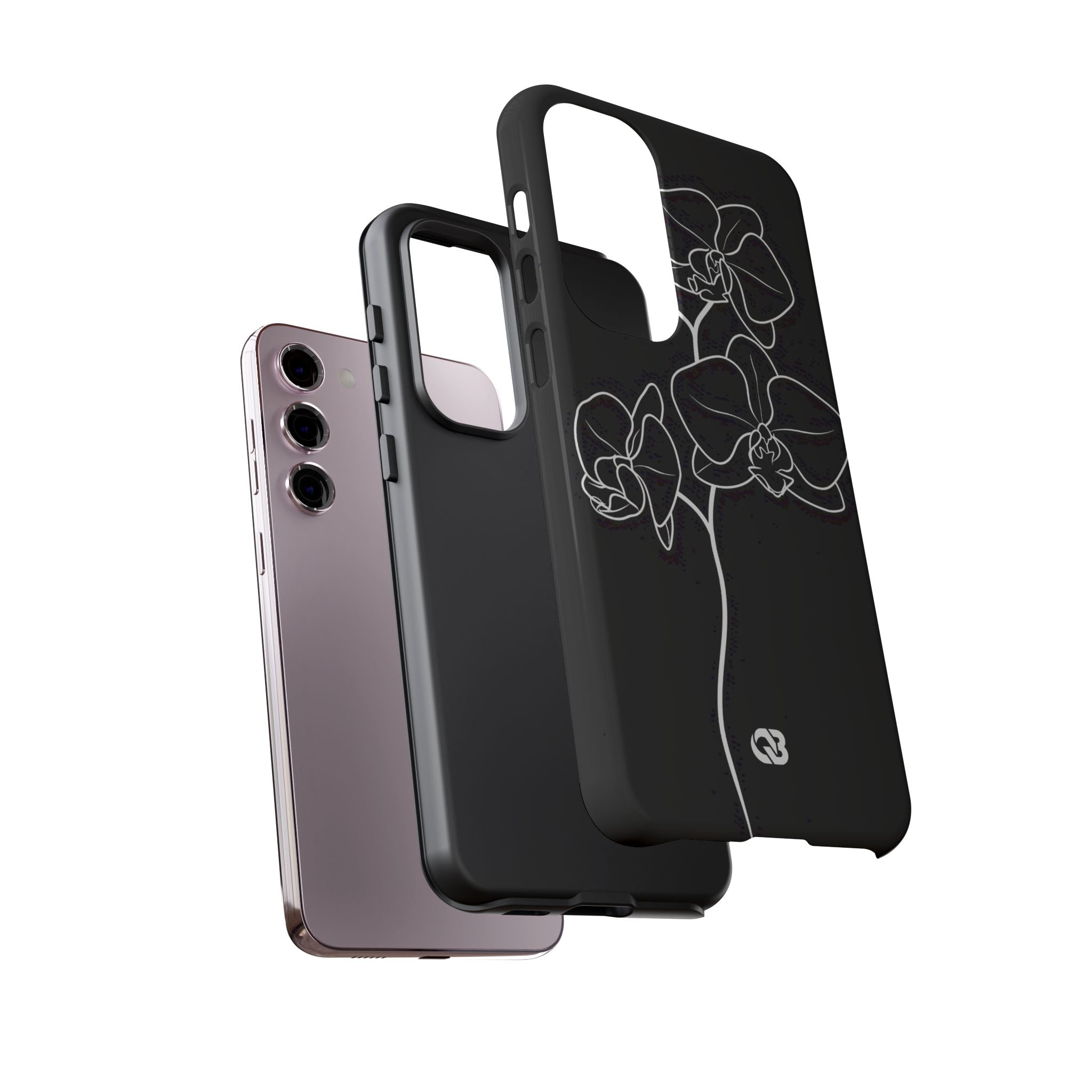 Black Tough Phone Case for Samsung - Noir Alabaster Orchid