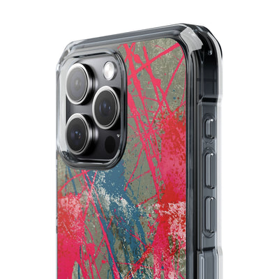Neon Static Drip · Clear Impact Magnetic Phone Case for iPhone · Pink