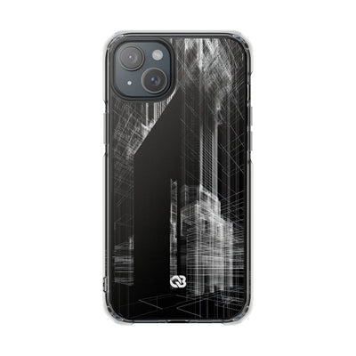 Black Impact MagSafe Phone Case for iPhone - Ghost Urban Wireframe