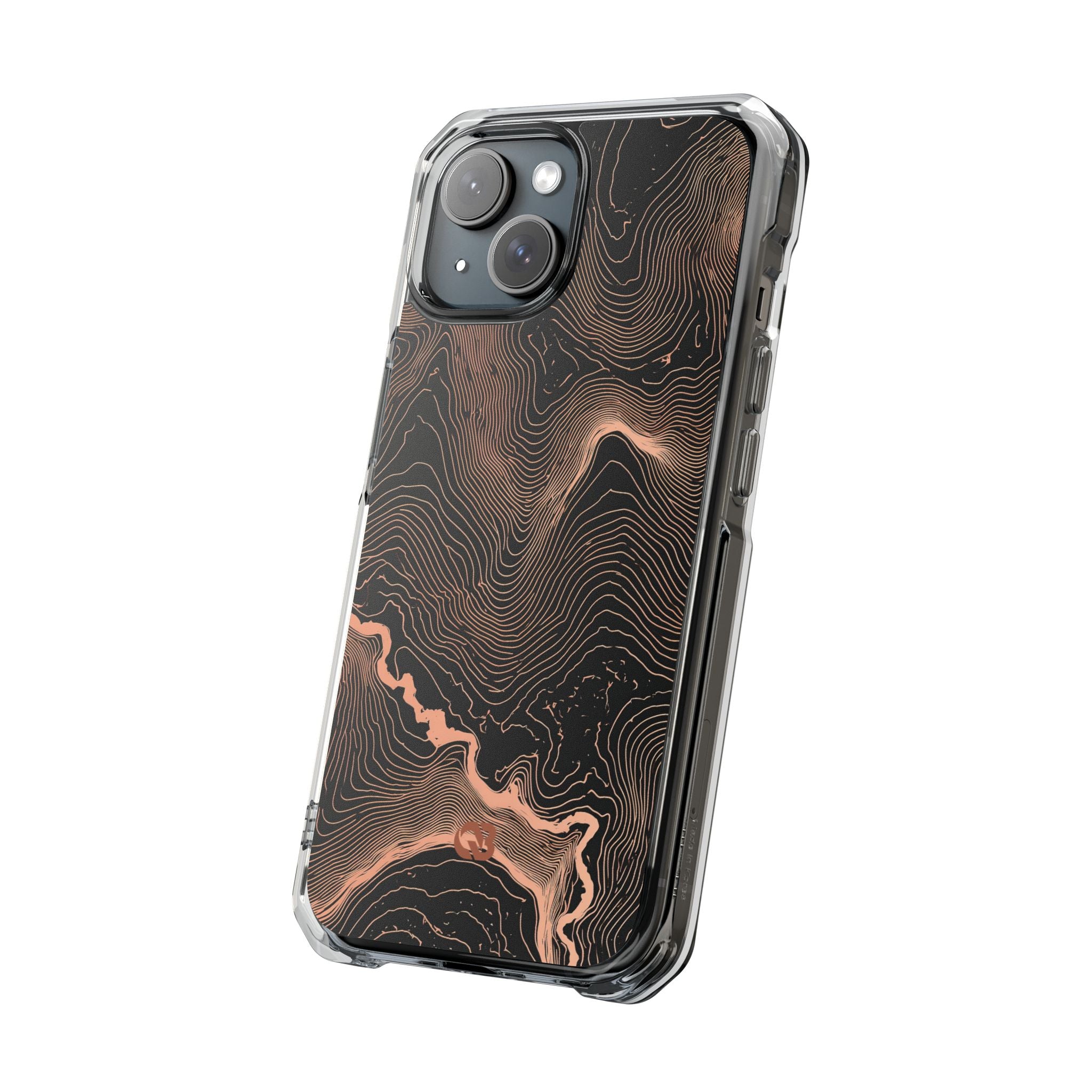 Orange Impact MagSafe Phone Case for iPhone - Salmon Ridge Topo