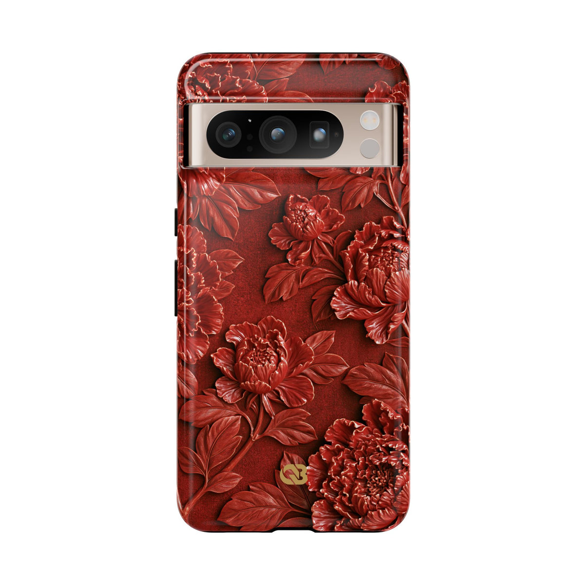 Cinnabar Peony Relief · Tough Phone Case for Pixel ·  Red