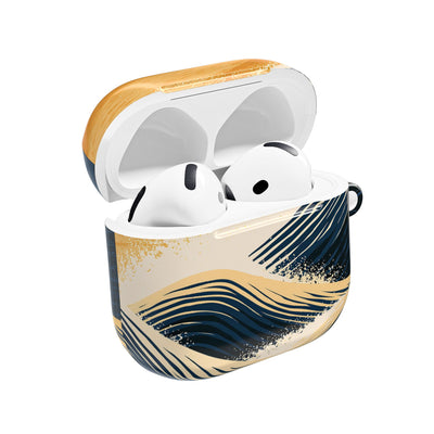 Golden Horizon Waves · Hard Case for AirPods & AirPods Pro · Blue