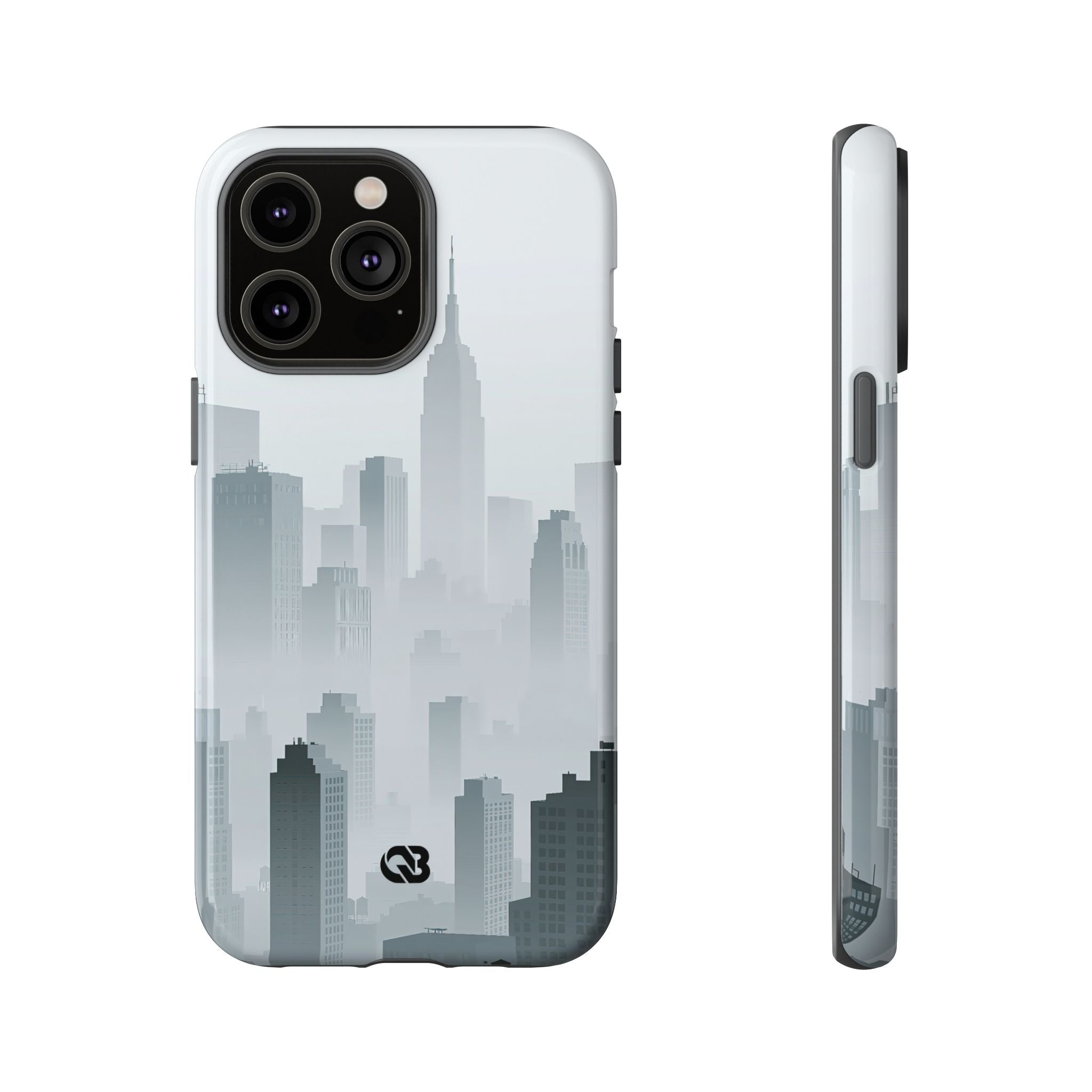 Grey Tough Phone Case for iPhone - Steel Mist Skyline