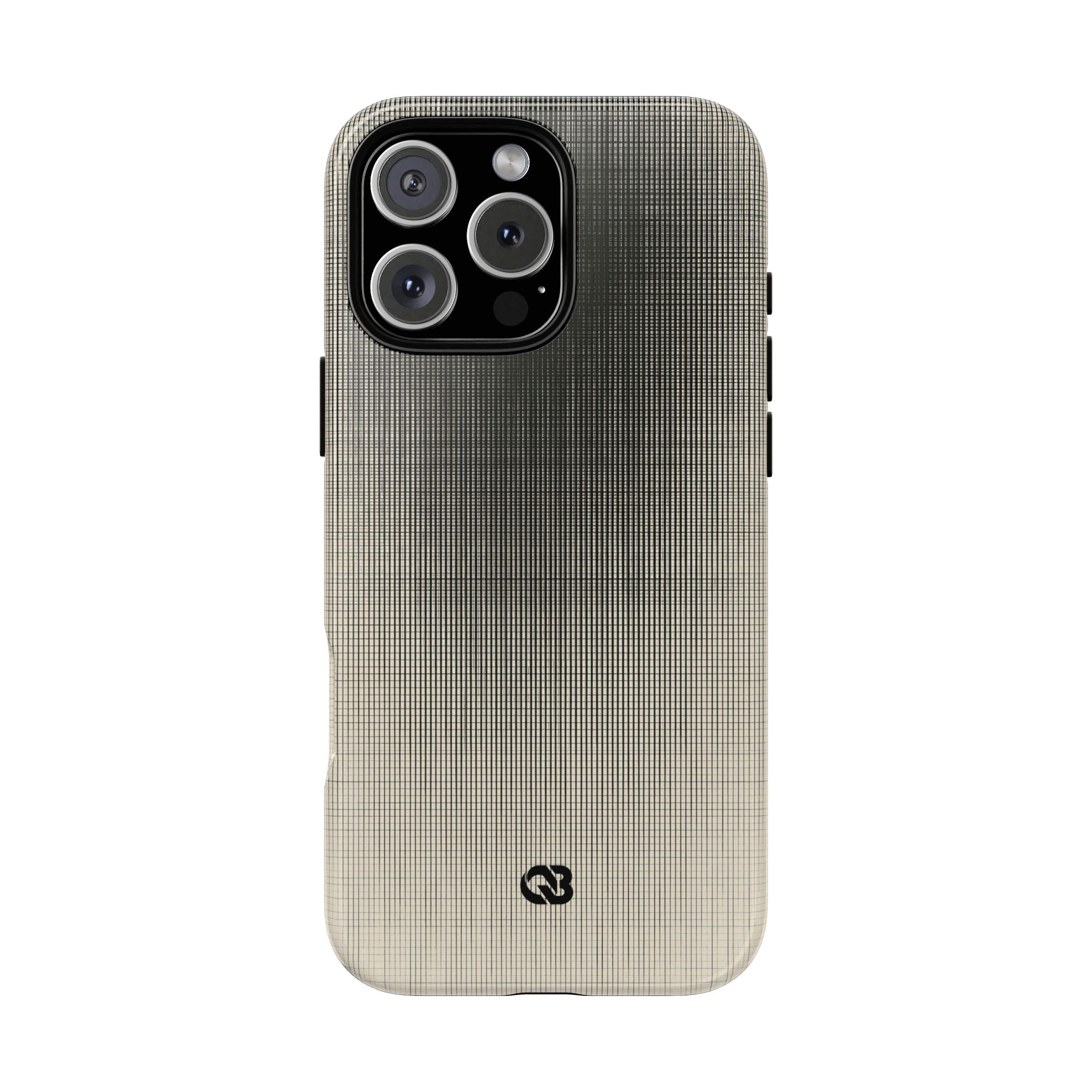 Beige Tough Phone Case for iPhone - Carbon Screen Grid