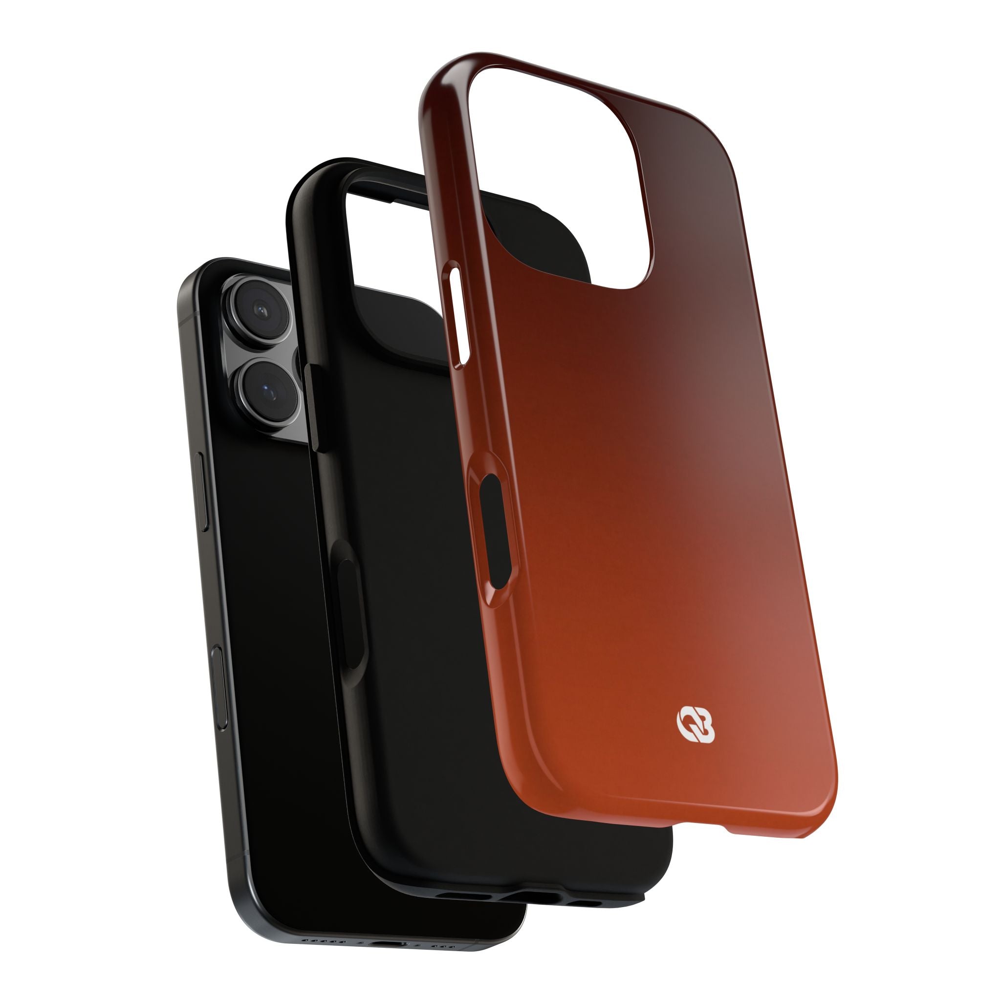 Orange Tough Phone Case for iPhone - Obsidian Ember Fade