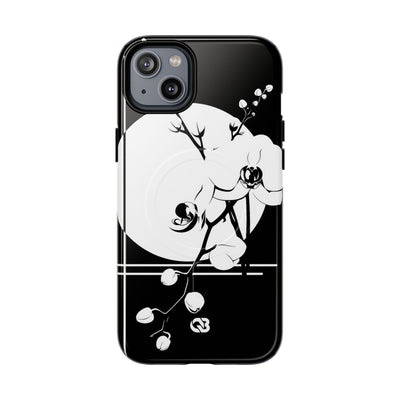Black Tough 2.0 Magsafe Phone Case for iPhone - Lunar Orchid Grid