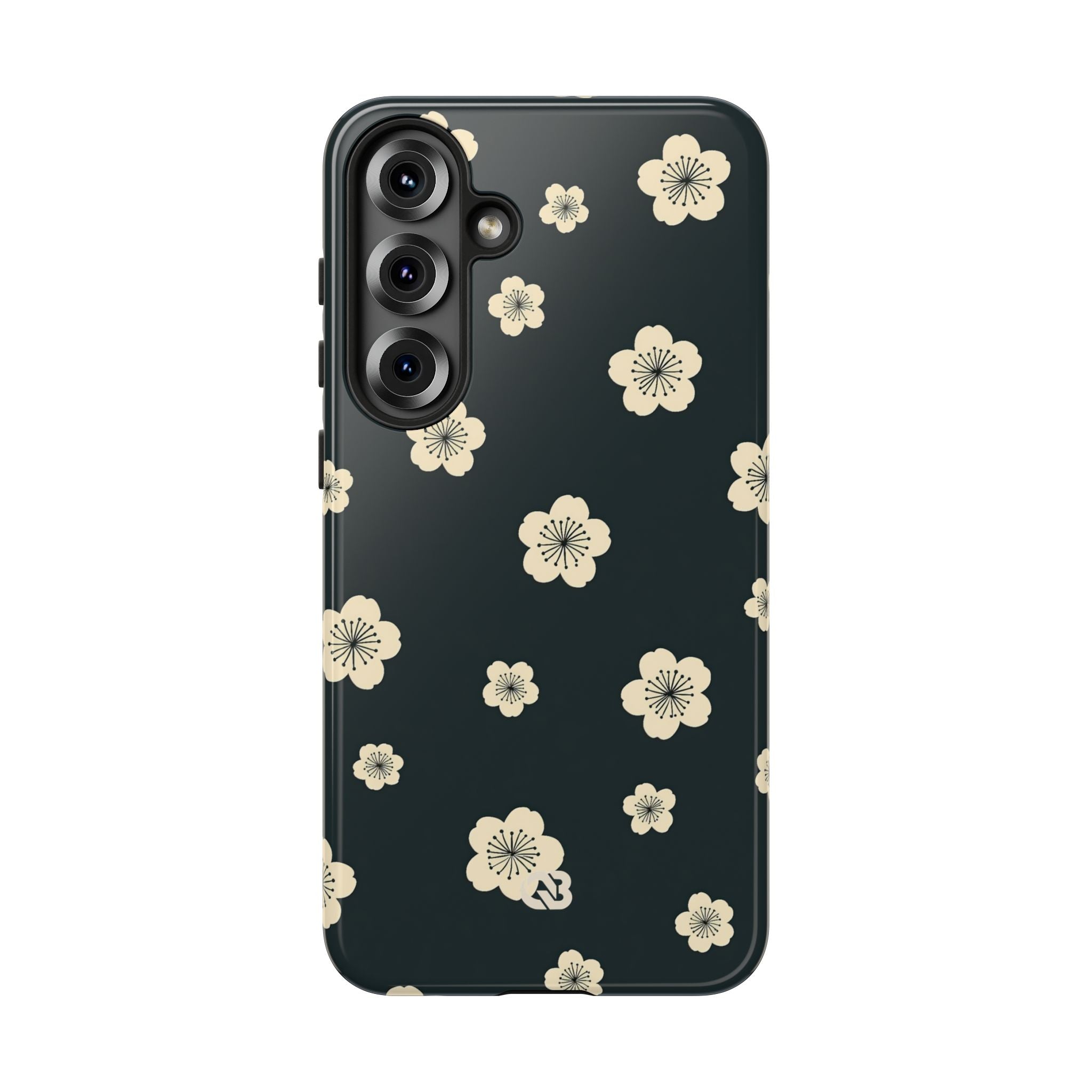 Teal Tough Phone Case for Samsung - Obsidian Cream Petals