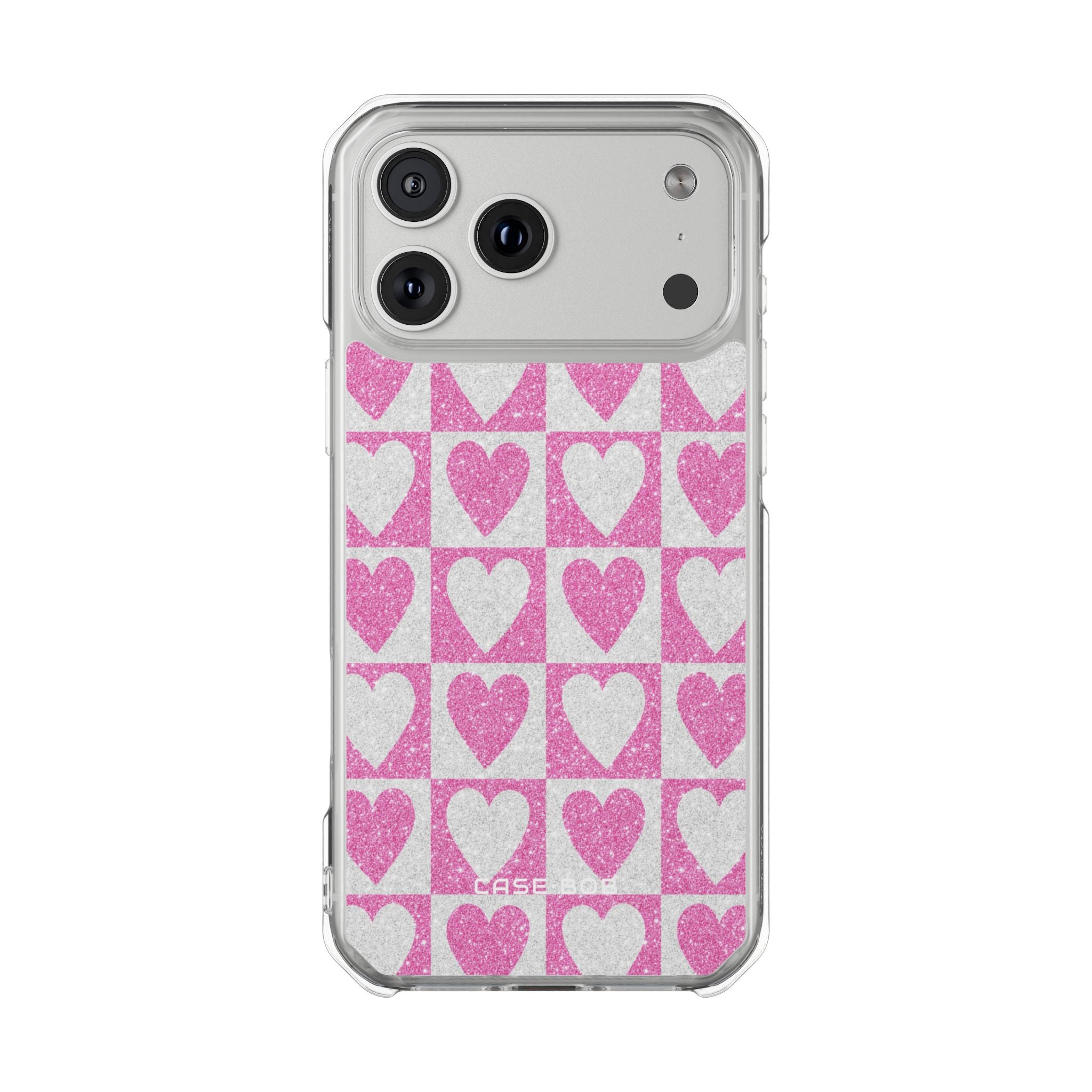 Glitter Heart Grid iPhone 17 Pro Max Case - Impact
