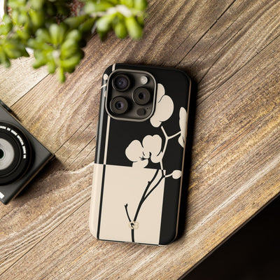 Beige Tough Phone Case for iPhone - Nocturnal Orchid Frame