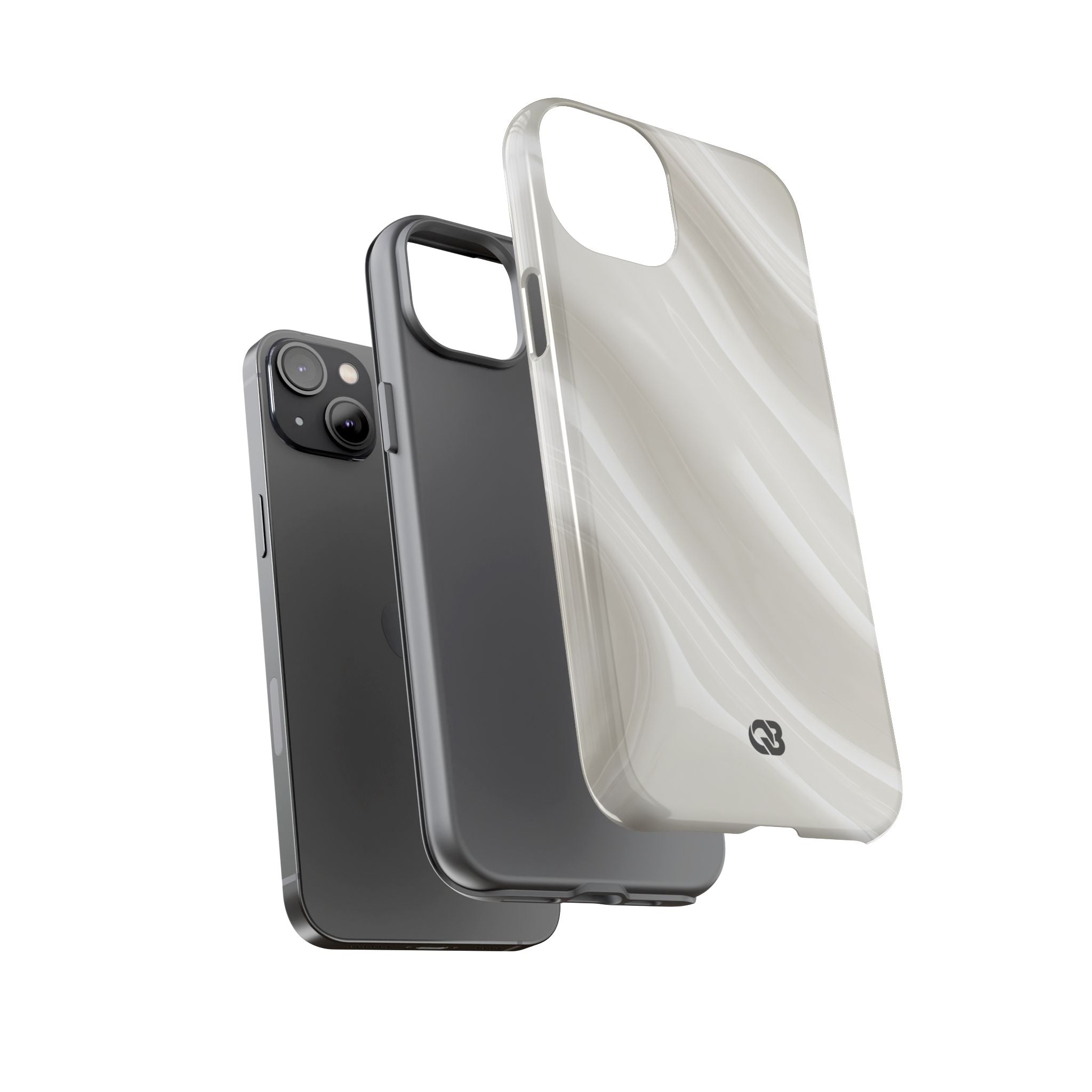 White Tough Phone Case for iPhone - Polished Ivory Wave