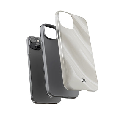 White Tough Phone Case for iPhone - Polished Ivory Wave