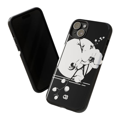 Black Tough Phone Case for iPhone - Lunar Orchid Grid