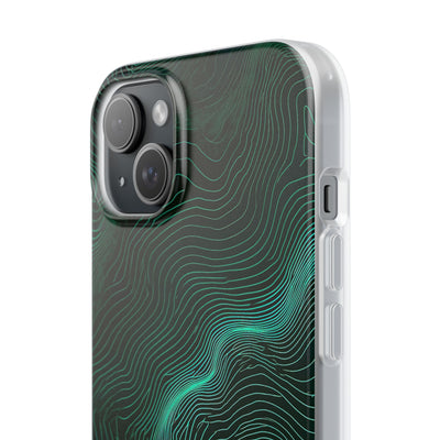 Teal Lite Phone Case for iPhone - Neon Jade Contour