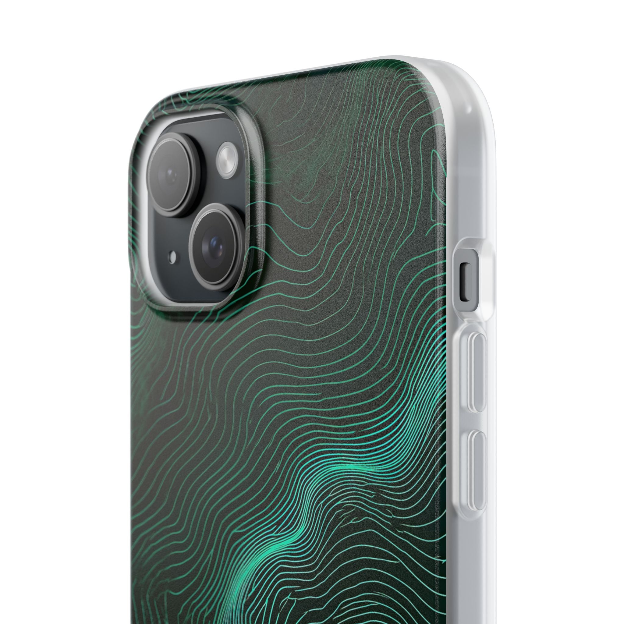 Teal Lite Phone Case for iPhone - Neon Jade Contour