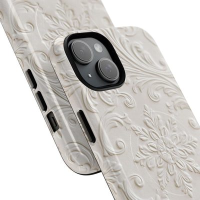 White Tough 2.0 Magsafe Phone Case for iPhone - Alabaster Floral Relief