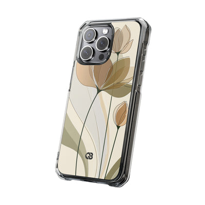 Translucent Petal Contour · Clear Impact Magnetic Phone Case for iPhone ·  Beige