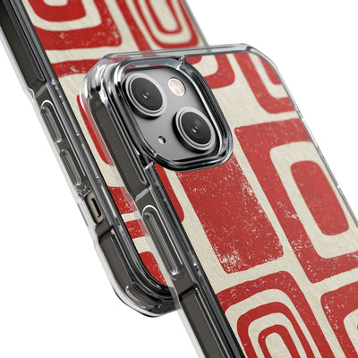 Vermilion Block Motif · Clear Impact Magnetic Phone Case for iPhone · Red