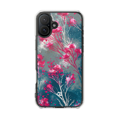 Cyber Blossom · Clear Impact Magnetic Phone Case for iPhone · Teal