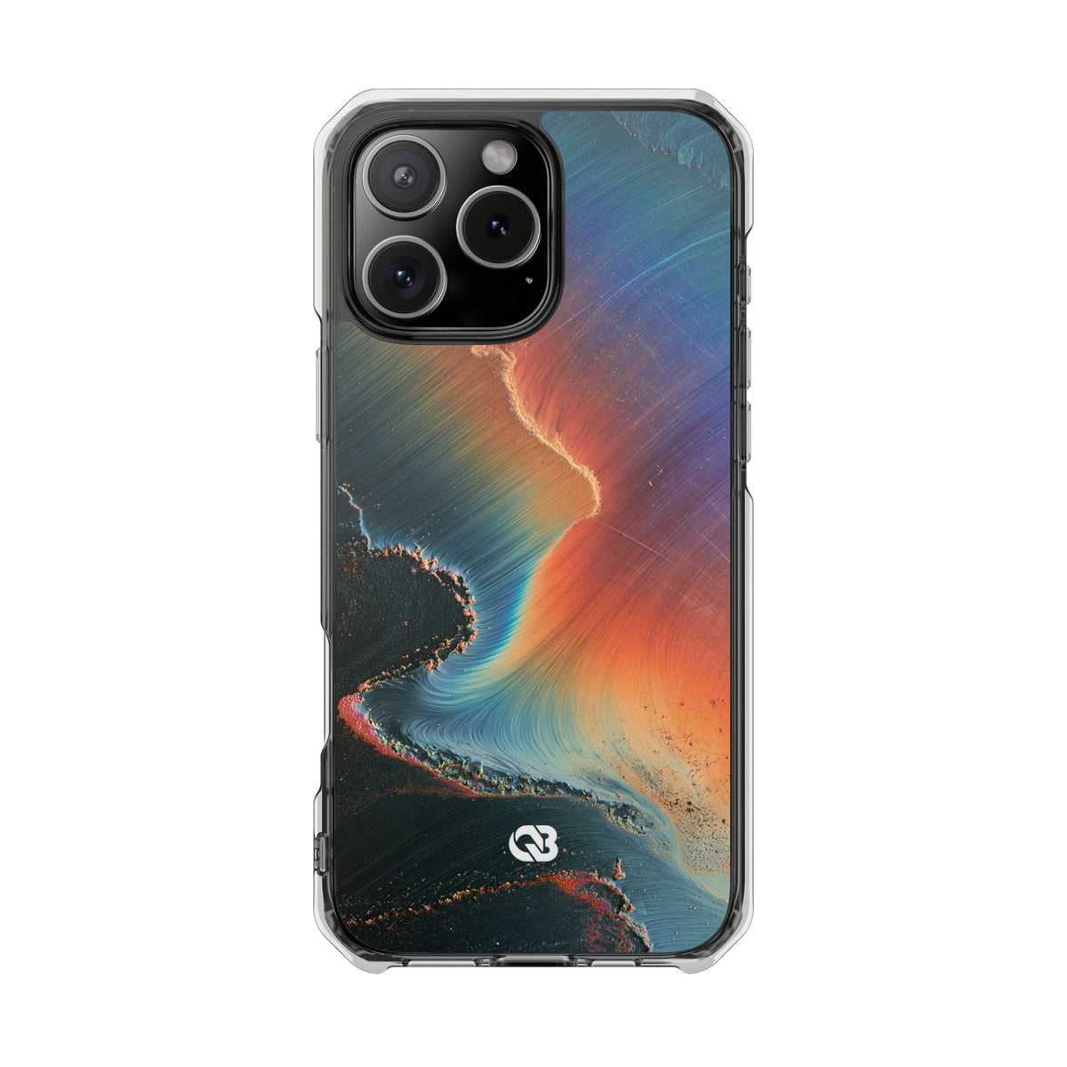 Prismatic Aura Shift · Clear Impact Magnetic Phone Case for iPhone · Blue
