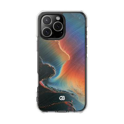 Prismatic Aura Shift · Clear Impact Magnetic Phone Case for iPhone · Blue