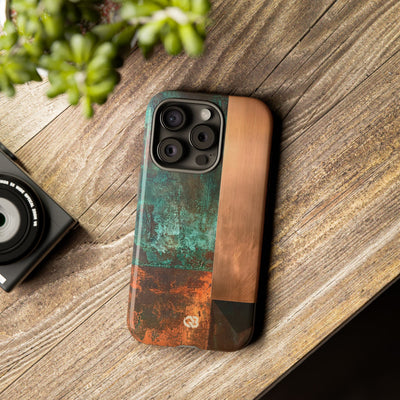 Teal Tough Phone Case for iPhone - Verdigris Copper Slab