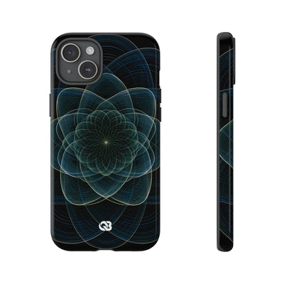 Blue Tough Phone Case for iPhone - Celestial Wireframe Bloom