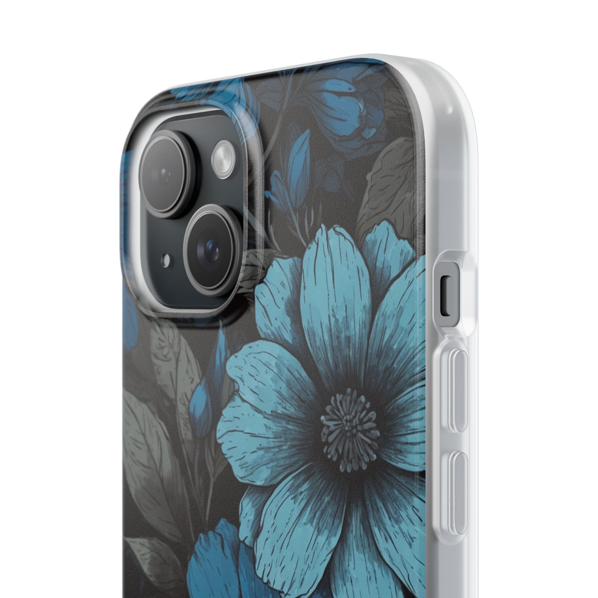 Obsidian Blue Petals · Soft Phone Case for iPhone