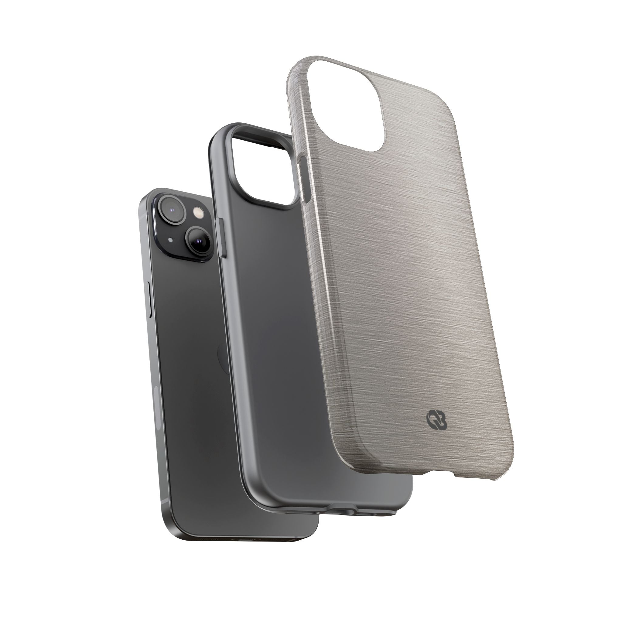 Grey Tough Phone Case for iPhone - Brushed Nickel Linen