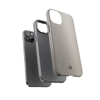 Grey Tough Phone Case for iPhone - Brushed Nickel Linen