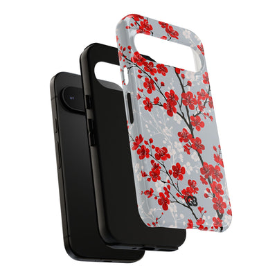 Grey Tough Phone Case for Google Pixel - Crimson Sakura Slate